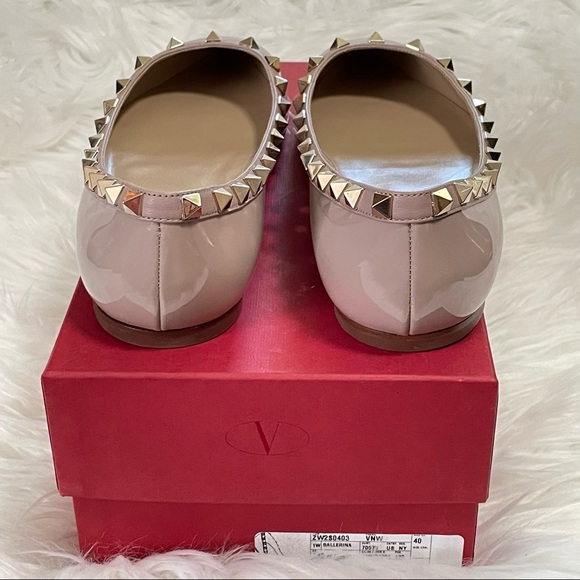 Valentino Garavani Patent Rockstud Pointed Toe Ballerina Flat size 40 - Picture 5 of 12